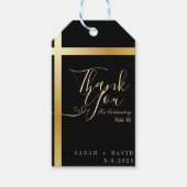 Modern dank u kalligrafie bruiloft cadeaulabel (Voorkant)