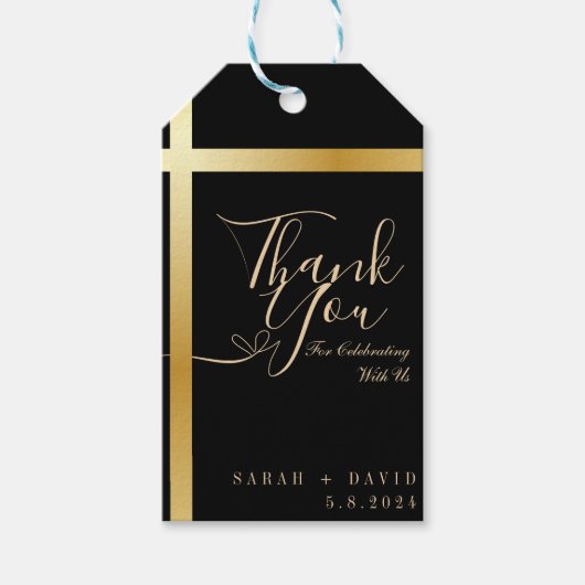 Modern dank u kalligrafie bruiloft cadeaulabel (Voorkant)