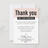 MODERN DANK U klant insert schattig blush roze Bedankkaart (Voorkant)