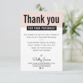 MODERN DANK U klant insert schattig blush roze Bedankkaart (Staand voorkant)