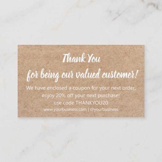 Modern Dank u klein bedrijf kraft trendy chic Informatiekaartje (Achterkant)