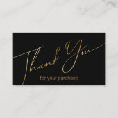 Modern Dank u klein bedrijf zwart goud script Informatiekaartje (Voorkant)