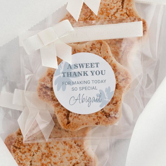 Modern Dank u met Blauwe Bloemen Favor Ronde Sticker