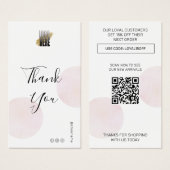 Modern Dank u met Logo en QR Code Roze Visitekaartje (Voorkant /achterkant)