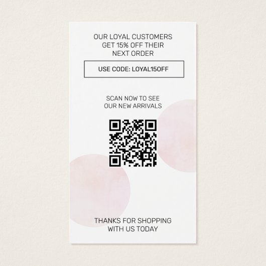 Modern Dank u met Logo en QR Code Roze Visitekaartje (Achterkant)