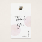 Modern Dank u met Logo en QR Code Roze Visitekaartje (Voorkant)