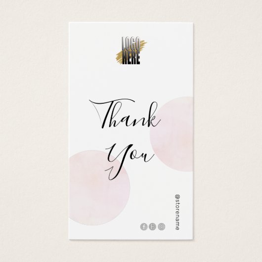 Modern Dank u met Logo en QR Code Roze Visitekaartje (Voorkant)