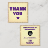 Modern dank u om gouden glitter Paarse te bestelle Vierkante Visitekaartje (Voorkant / Achterkant)