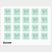 Modern dank u penseelscript minimaal Mint Green Vierkante Sticker (Vel)