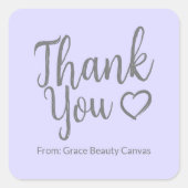 Modern dank u penseelscript minimaal Paarse Vierkante Sticker (Voorkant)