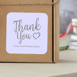 Modern dank u penseelscript minimaal Paarse Vierkante Sticker