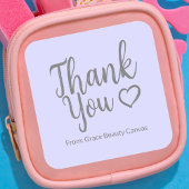 Modern dank u penseelscript minimaal Paarse Vierkante Sticker