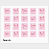 Modern dank u penseelscript minimaal Rood Roze Vierkante Sticker (Vel)