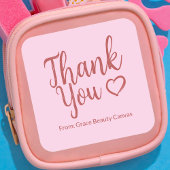 Modern dank u penseelscript minimaal Rood Roze Vierkante Sticker