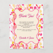 Modern Dank u Retro Abstract Roze Briefkaart (Voorkant)