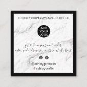 Modern dank u script bestel minimaal marmer vierkante visitekaartje (Achterkant)