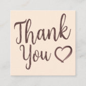 Modern dank u script bestellen Natural Cream Vierkante Visitekaartje (Voorkant)