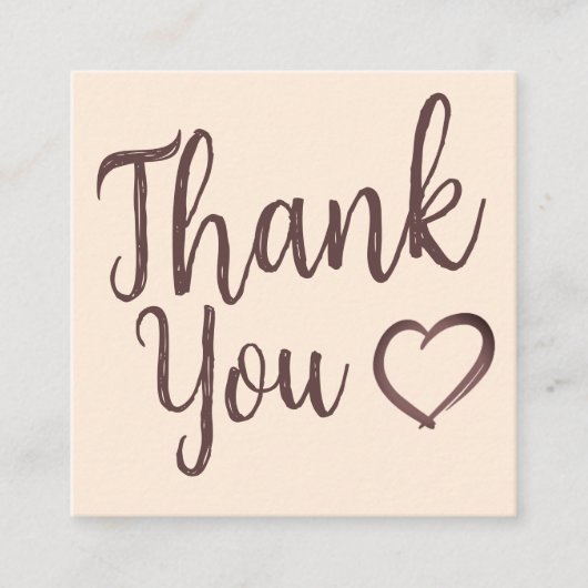 Modern dank u script bestellen Natural Cream Vierkante Visitekaartje (Voorkant)