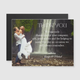 Modern dank u script bruiloft foto magneet