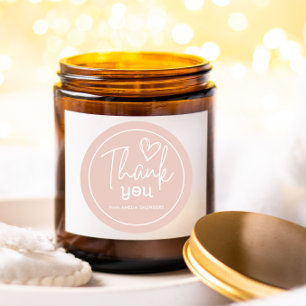 Modern dank u script minimale blush roze ronde sticker