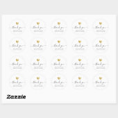 Modern Dank u Script Roos Gouden Hart Bruiloft Ronde Sticker (Vel)