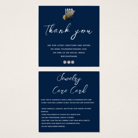 Modern Dank u Sieraden Care Kaart met logo (Voorkant /achterkant)
