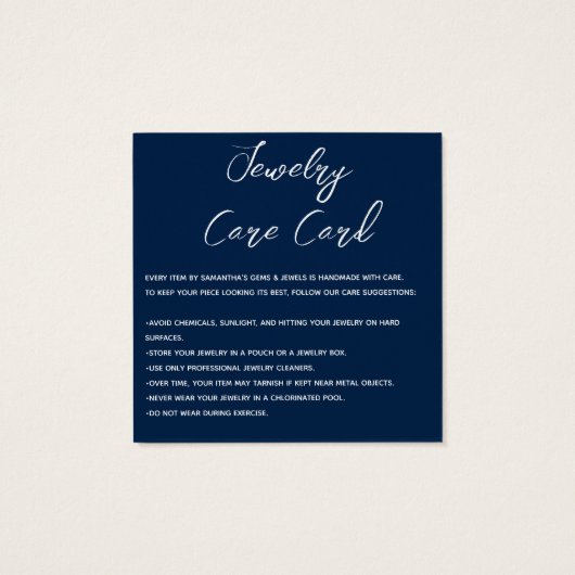 Modern Dank u Sieraden Care Kaart met logo (Achterkant)