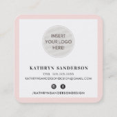 MODERN DANK U UW eenvoudige minimale wazige roze Vierkante Visitekaartje (Achterkant)