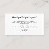 Modern dank u voor het steunen van kleine visitekaartje (Achterkant)