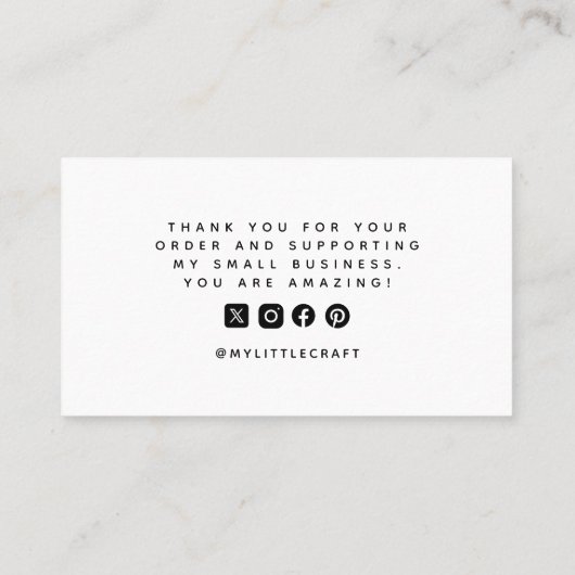 Modern Dank U Voor Het Winkelen Kleine Branding Visitekaartje (Achterkant)