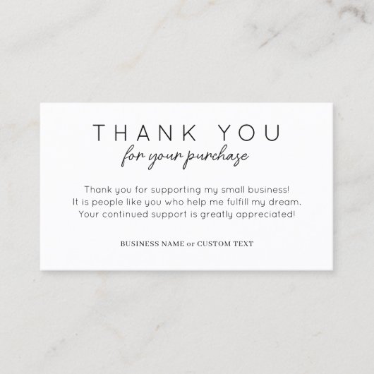 Modern dank u voor uw merk van het aankoopbedrijf visitekaartje (Voorkant)