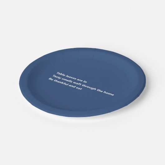 Modern Dankbaar Gedicht Minimal Blue Thanksgiving Papieren Bordje (Gekanteld)