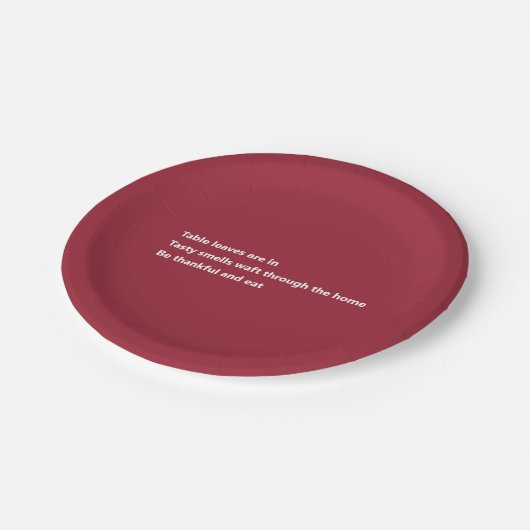 Modern Dankbaar Gedicht Minimal Bourgondische Than Papieren Bordje (Gekanteld)