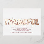 Modern Dankbaar Roos Goud Rood Thanksgiving Diner Folie Uitnodiging (Voorkant)