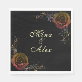 Modern Dark Autumn Roos Gothic Bruiloft Servet