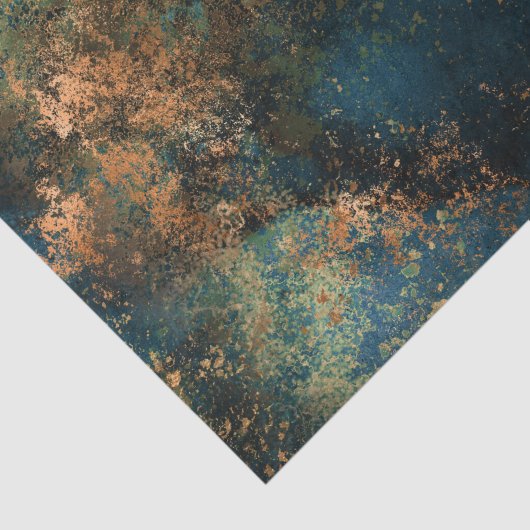 Modern Dark Blauwgroen & Copper Faux Metallic Tissuepapier (Detail)