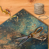 Modern Dark Blauwgroen & Copper Faux Metallic Tissuepapier