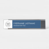 Modern Dark Blue and White - Add Logo, Name, Title Bureau Naambordje (Voorkant)