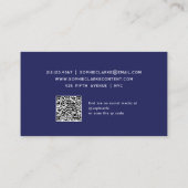 Modern Dark Blue | Elegant script met QR-code Visitekaartje (Achterkant)
