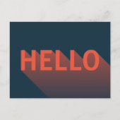 Modern Dark Blue en Oranje Hallo Typografie Briefkaart (Voorkant)
