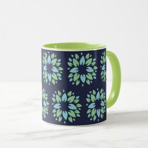 Modern Dark Blue Green Floral Pattern Mok