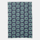 Modern Dark Blue Green Floral Pattern Theedoek (Verticaal)