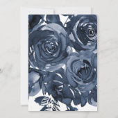 Modern Dark Blue Rozen Bouquet Wedding Kaart (Achterkant)