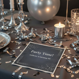 Modern Dark Blue & Silver 18th Birthday Napkins Servet