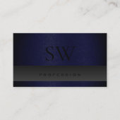 Modern Dark Blue Snake Pattern Grey met Monogram Visitekaartje (Voorkant)