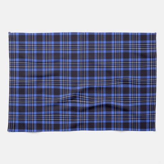 Modern Dark Blue Tartan Pattern Theedoek (Horizontaal)