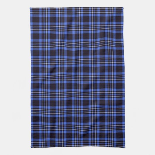 Modern Dark Blue Tartan Pattern Theedoek (Verticaal)