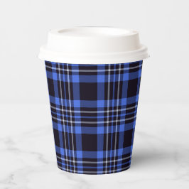 Modern Dark Blue Tartan Pset Papieren Bekers