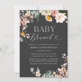 Modern Dark Boho Bloemen Baby Brunch Kaart (Voorkant)