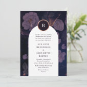 Modern Dark Boho Floral Arch Roos Gold Wedding Kaart (Staand voorkant)
